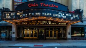 Exterior of the Ohio Theatre's marquee sign.